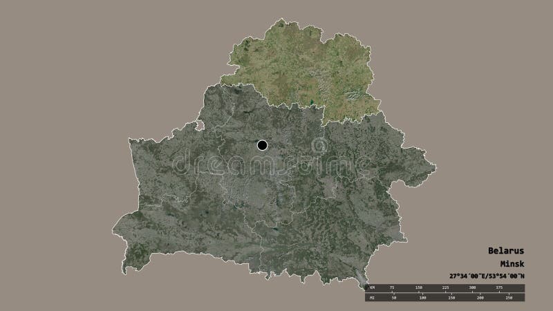 Позиция региона vitsyebsk Беларуси. Спутник иллюстрация штока