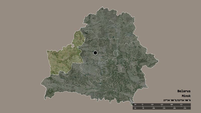 Позиция региона гродно Беларуси. Спутник иллюстрация вектора