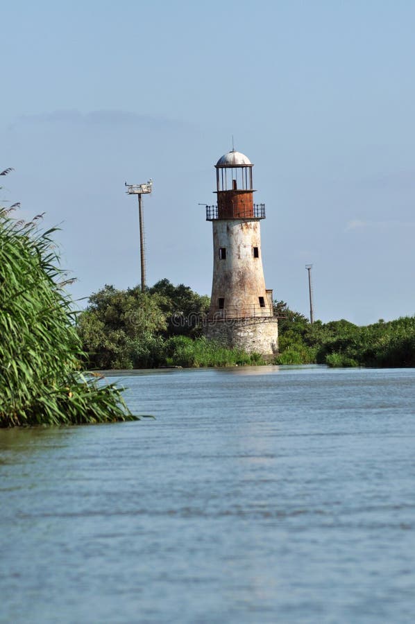 Покинутый маяк Sulina, перепада Дуная стоковая фотография