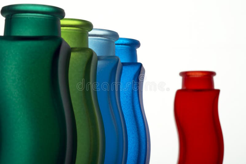 Five colored vases on white background. Five colored vases on white background