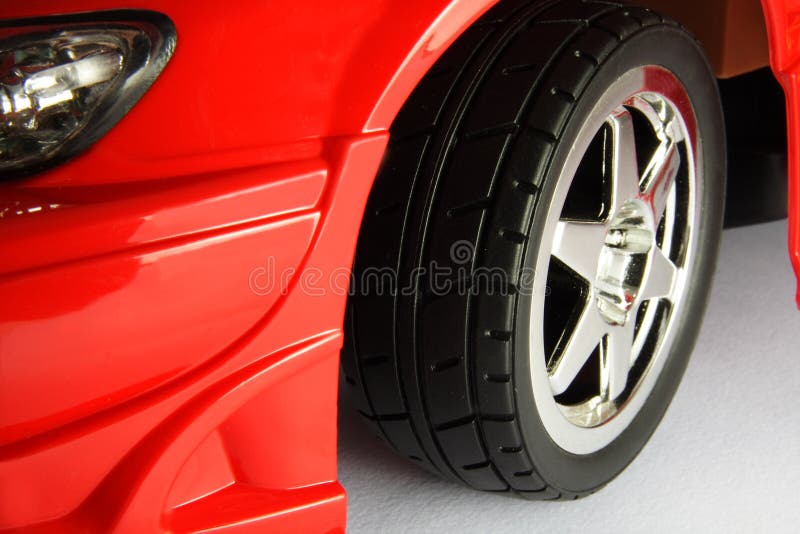 Speed sport tyre in the red car. Speed sport tyre in the red car