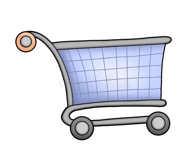 Blue shopping cart- color illustration. Blue shopping cart- color illustration.