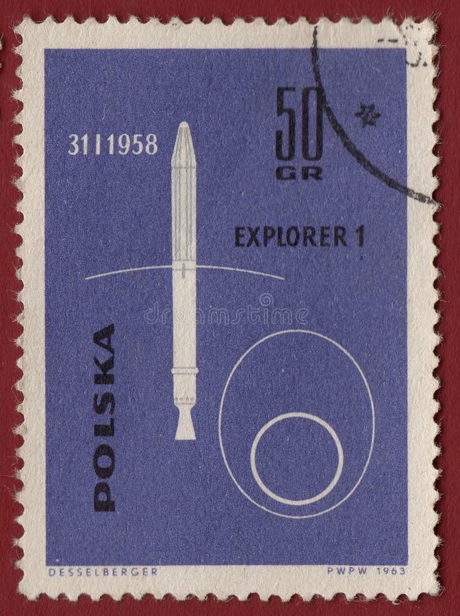 POLAND - CIRCA 1963: stamp printed by Poland, shows Explorer-1 was the first American artificial Earth satellite, circa 1963. POLAND - CIRCA 1963: stamp printed by Poland, shows Explorer-1 was the first American artificial Earth satellite, circa 1963.