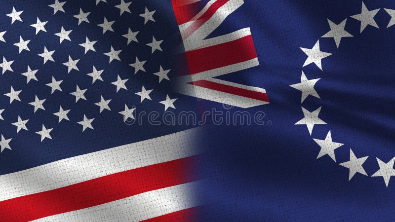 Половина США и Острова Кука реалистическая сигнализирует совместно иллюстрация штока Половина США и Острова Кука реалистическая сигнализирует совместно иллюстрация штока