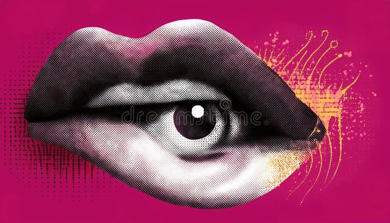 Полутоновый коллаж в стиле панк-гранжа — яркое столкновение текстур и цветов с темным городским фондом, обнимающим острые энергии бесплатная иллюстрация