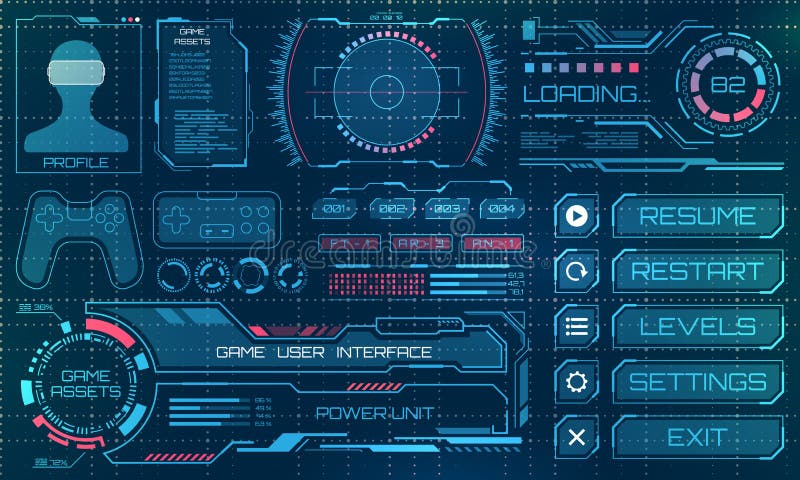 Пользовательский интерфейс HUD, GUI, футуристическая панель с элементами Infographic иллюстрация вектора Пользовательский интерфейс HUD, GUI, футуристическая панель с элементами Infographic иллюстрация вектора
