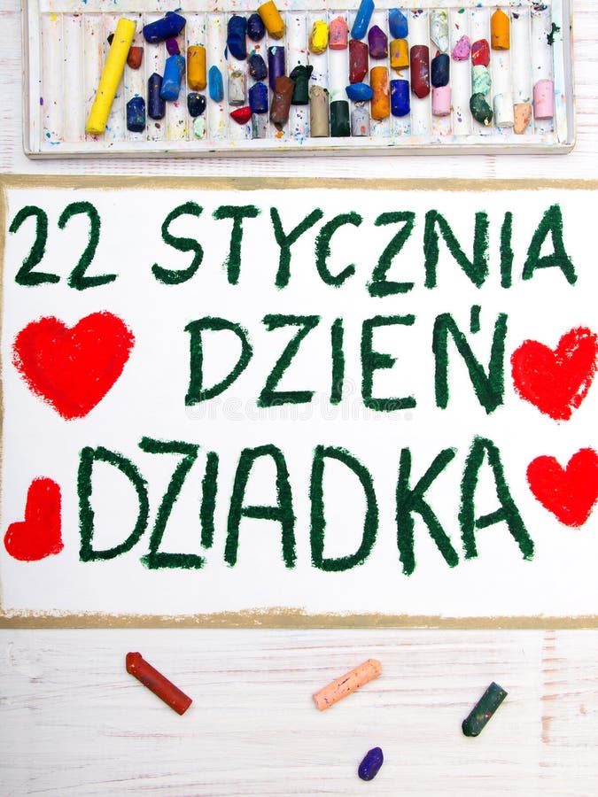 Polish Grandfathers Day card with words: Grandfathers Day. Colorful hand drawing and crayons. Polish Grandfathers Day card with words: Grandfathers Day. Colorful hand drawing and crayons.