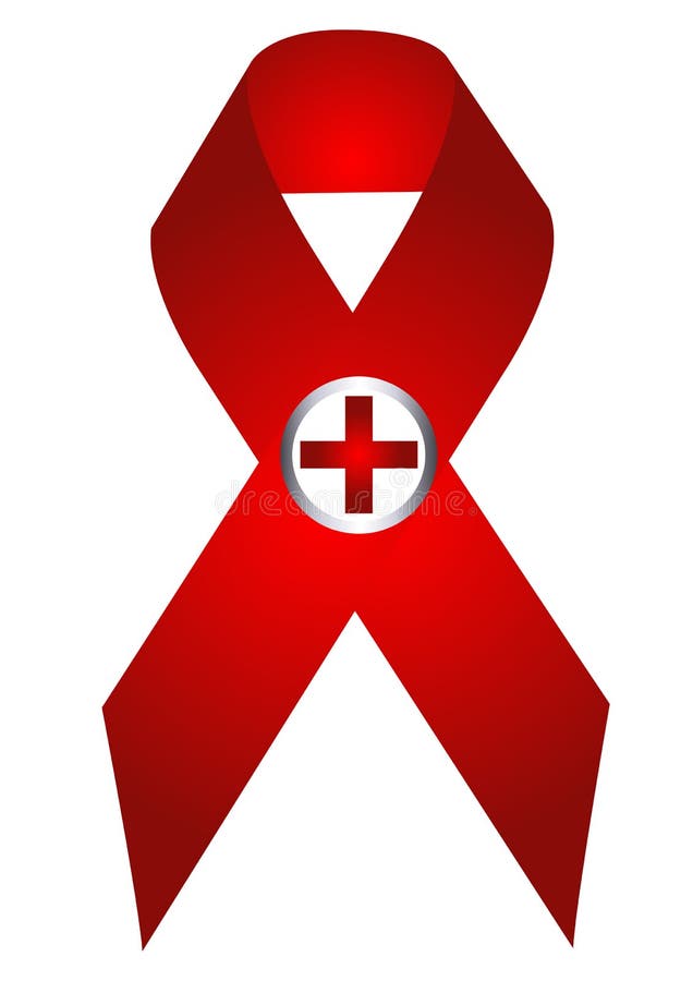 Aids symbol with red cross in white background eps. Aids symbol with red cross in white background eps