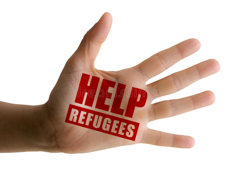 Aid to refugees, aid to migrants, refugees, open hand. Aid to refugees, aid to migrants, refugees, open hand