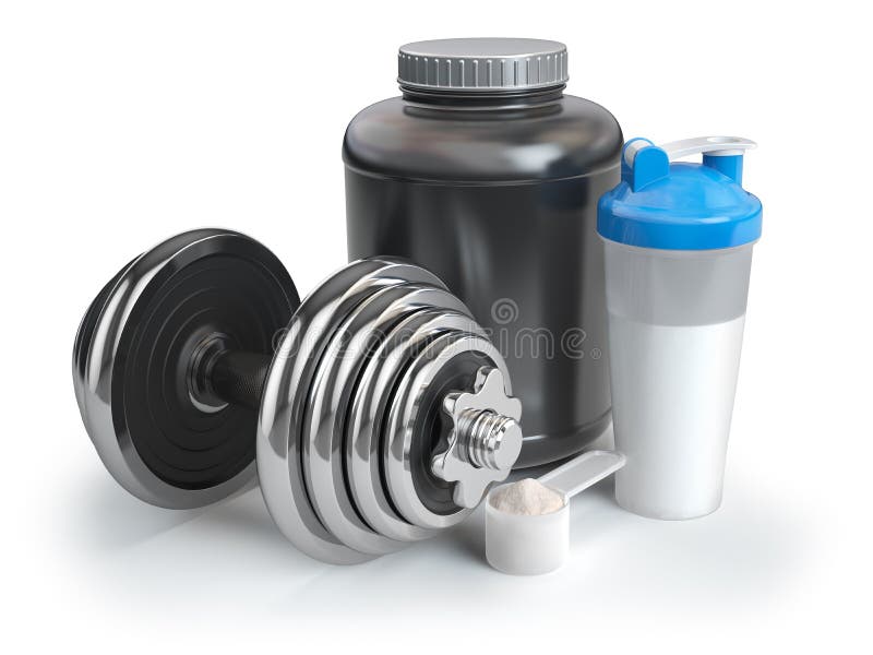 Порошок протеина Whey в ветроуловителе с шейкером и гантелью Bodybuil бесплатная иллюстрация Порошок протеина Whey в ветроуловителе с шейкером и гантелью Bodybuil бесплатная иллюстрация