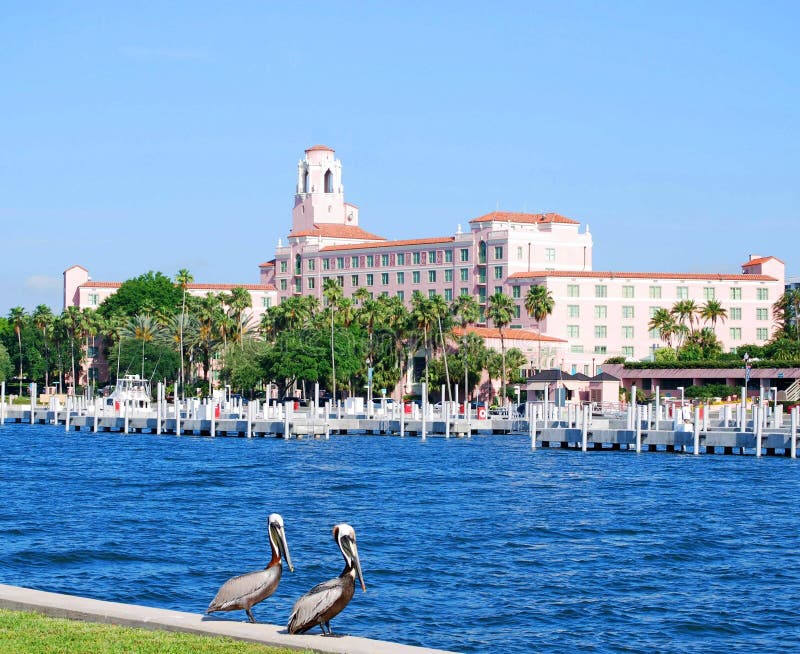 The historic Renaissance Vinoy Hotel is the pink lady overlooking the St. Petersburg, Florida waterfront and marina. The historic Renaissance Vinoy Hotel is the pink lady overlooking the St. Petersburg, Florida waterfront and marina.