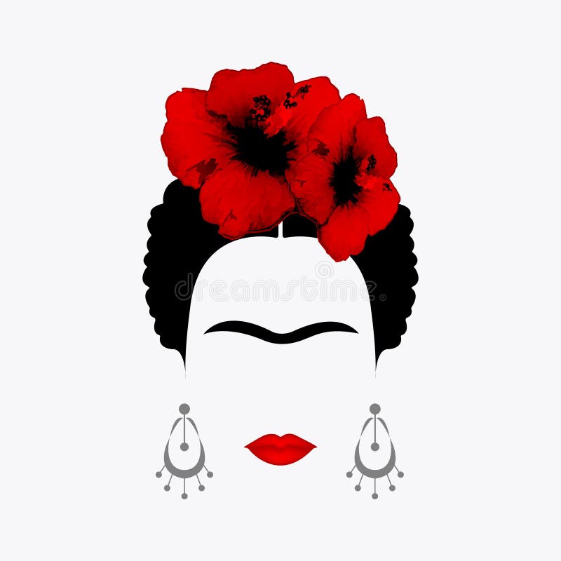 Портрет Frida Kahlo, иллюстрации, портрета современной мексиканской или испанской женщины, рисуя стиля иллюстрация вектора