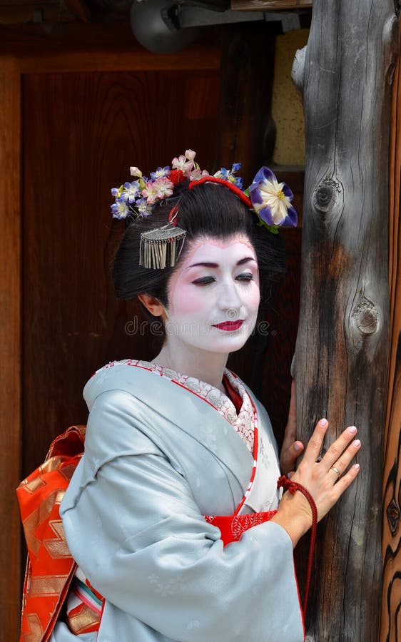Портрет Maiko, конец вверх, Киото, Япония стоковое изображение Портрет Maiko, конец вверх, Киото, Япония стоковое изображение