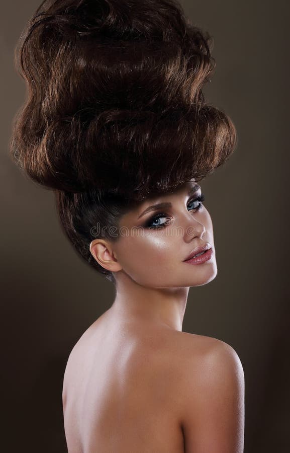 Studio Portrait of Glamorous Lady with Updo. Studio Portrait of Glamorous Lady with Updo