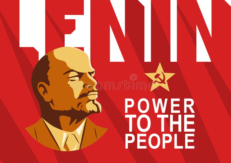 Portrait of Vladimir Lenin and lettering Power to the people. Poster stylized soviet style. Leader of the USSR, Russia. Portrait of Vladimir Lenin and lettering Power to the people. Poster stylized soviet style. Leader of the USSR, Russia