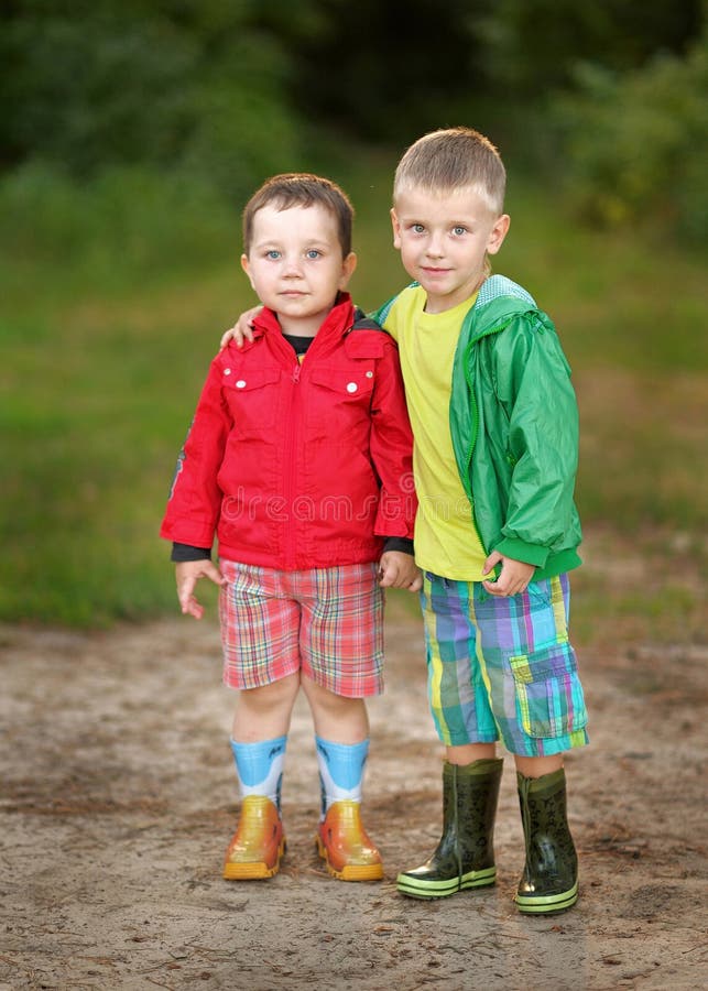 Portrait of two little boys friends in summer. Portrait of two little boys friends in summer