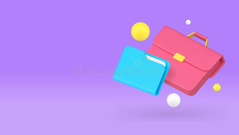 Портфель бизнес-документа с баннером папки файлов иллюстрация вектора