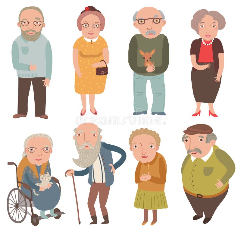 Aged people. Older men and women . Grandmothers and grandfathers. vector illustration. Aged people. Older men and women . Grandmothers and grandfathers. vector illustration