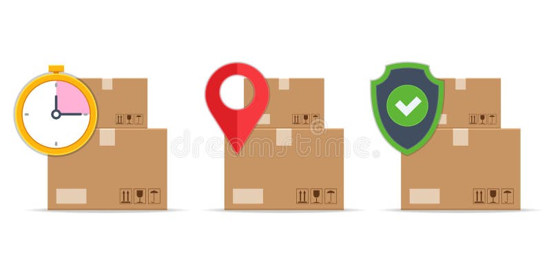 посылка или картонные коробки ecommerce логистика доставка онлайн магазин. доставка домой и офис. город бесплатная иллюстрация
