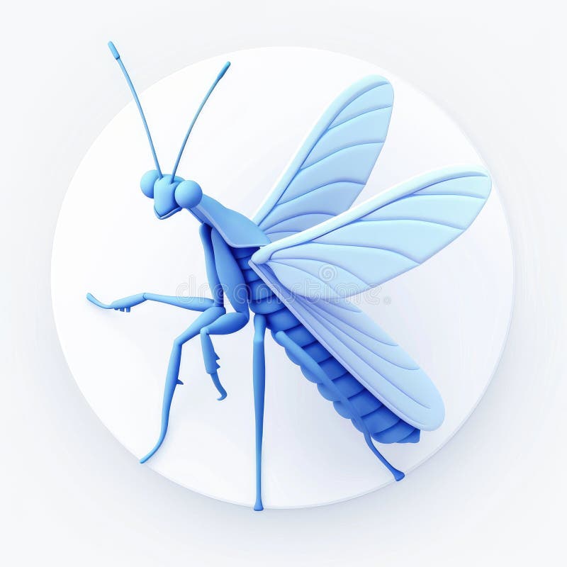 Потрясающая синяя молитва Mantis 3D Render иллюстрация вектора