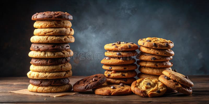 Потрясающее изображение Cookie Tower идеально подходит для фотографий продуктов питания Backdrops веб-баннеры и маркетинговые мате бесплатная иллюстрация