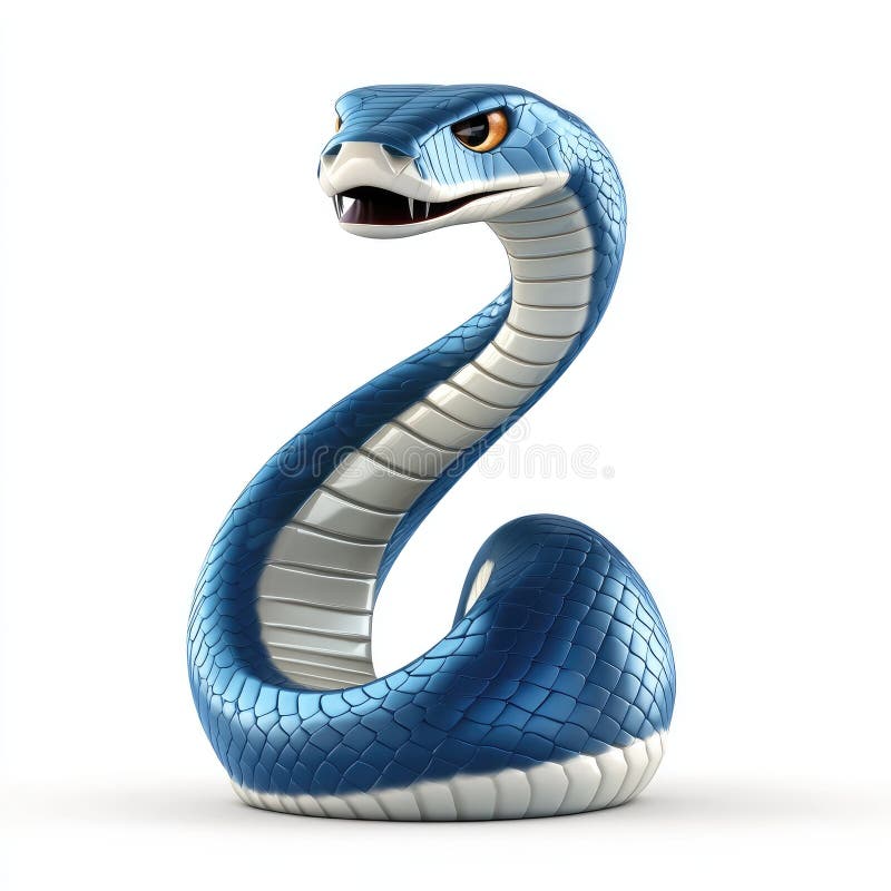 Потрясающий 3D-рендер Blue Cobra : Величественный поз иллюстрация штока