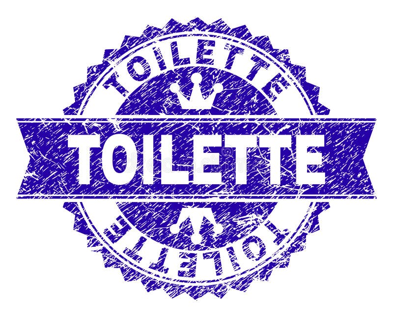 Поцарапанное текстурированное уплотнение печати TOILETTE с лентой иллюстрация вектора