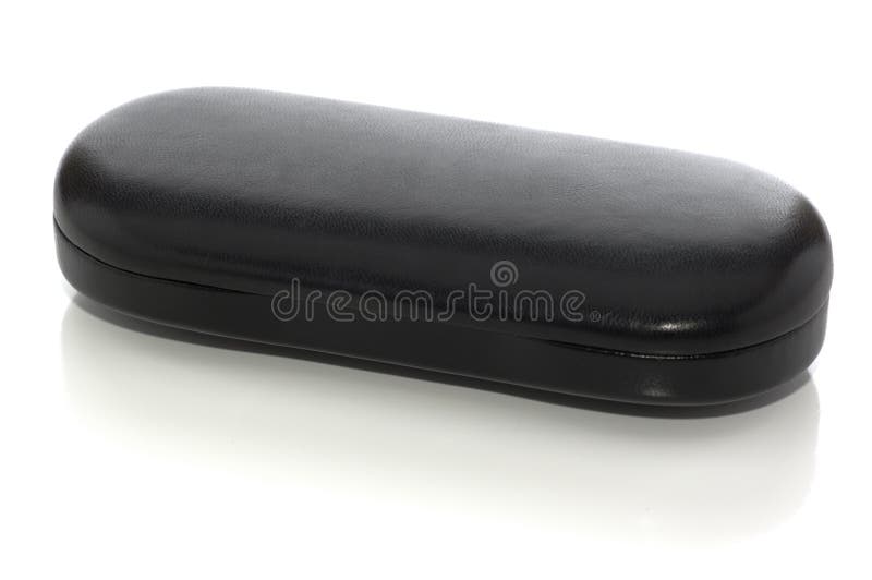 A closed black glasses case on white with clipping path. A closed black glasses case on white with clipping path