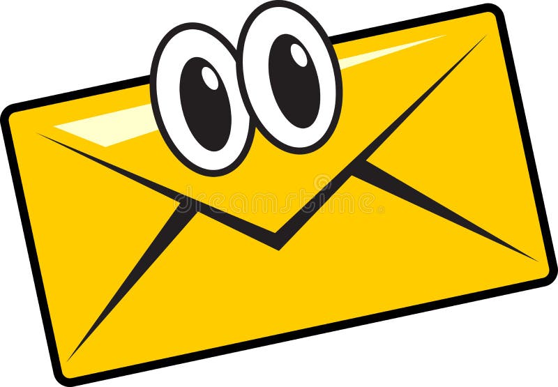 Illustration of funny cartoon mail character smile. Illustration of funny cartoon mail character smile