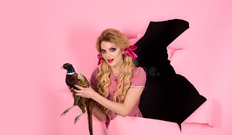 Праздники и куклы хеллоуина Сумасшедшая девушка на пинке halloween творческая идея Птичий грипп Смешная реклама Винтажная женщина стоковые изображения rf Праздники и куклы хеллоуина Сумасшедшая девушка на пинке halloween творческая идея Птичий грипп Смешная реклама Винтажная женщина стоковые изображения rf
