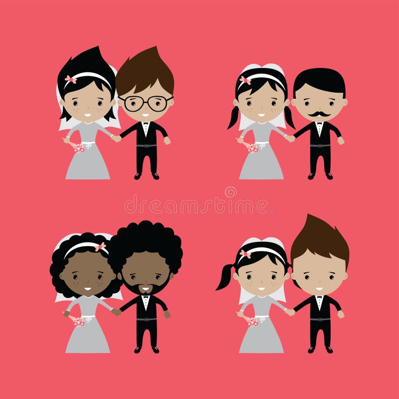 прелестная тема шаржа замужества groom и невесты симпатичная иллюстрация штока прелестная тема шаржа замужества groom и невесты симпатичная иллюстрация штока