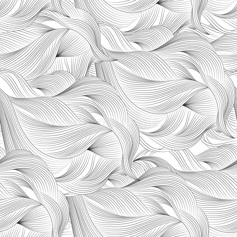 Предпосылка абстрактной черноты шаржа белая, обои Море картины Doodle развевает, океан, река, ветер безшовная текстура бесплатная иллюстрация