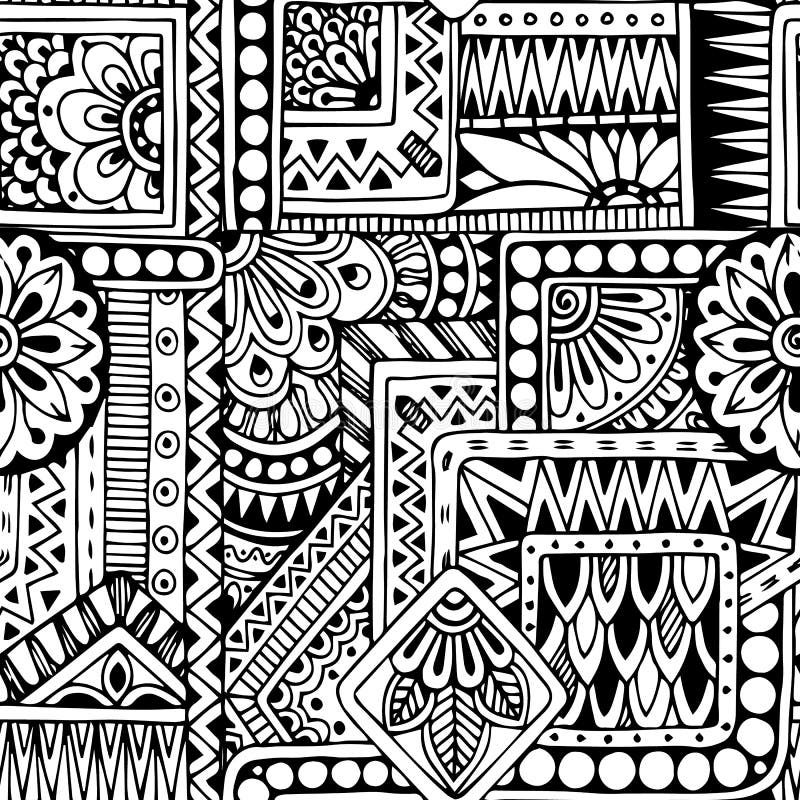 Предпосылка безшовного флористического doodle черно-белая бесплатная иллюстрация Предпосылка безшовного флористического doodle черно-белая бесплатная иллюстрация