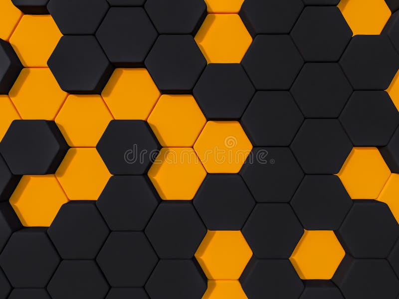 Предпосылка шестиугольника конспекта 3d черноты Honeyomb оранжевая бесплатная иллюстрация