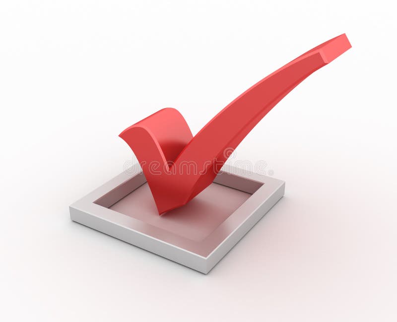 Three dimensional illustration of red check Mark. Three dimensional illustration of red check Mark