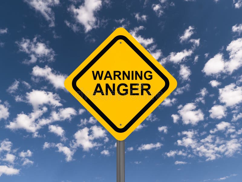 Anger warning sign with clouds in the background. Anger warning sign with clouds in the background.