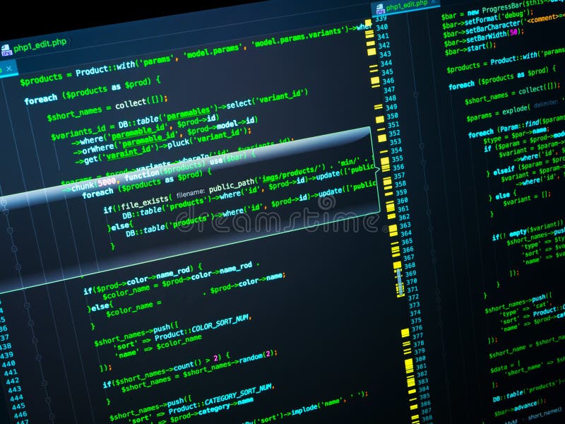 Превращаться сети места используя язык php Код в редакторе, макрос Php стоковая фотография Превращаться сети места используя язык php Код в редакторе, макрос Php стоковая фотография