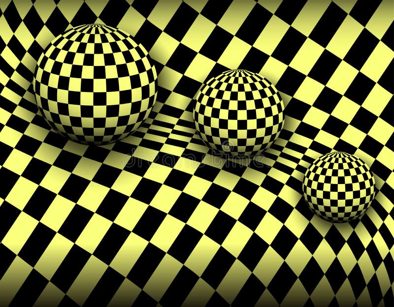 pick the image of the striped cube and the checkered sphere