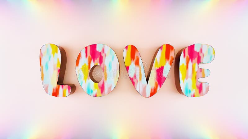 Love text concept colorful background 3d render