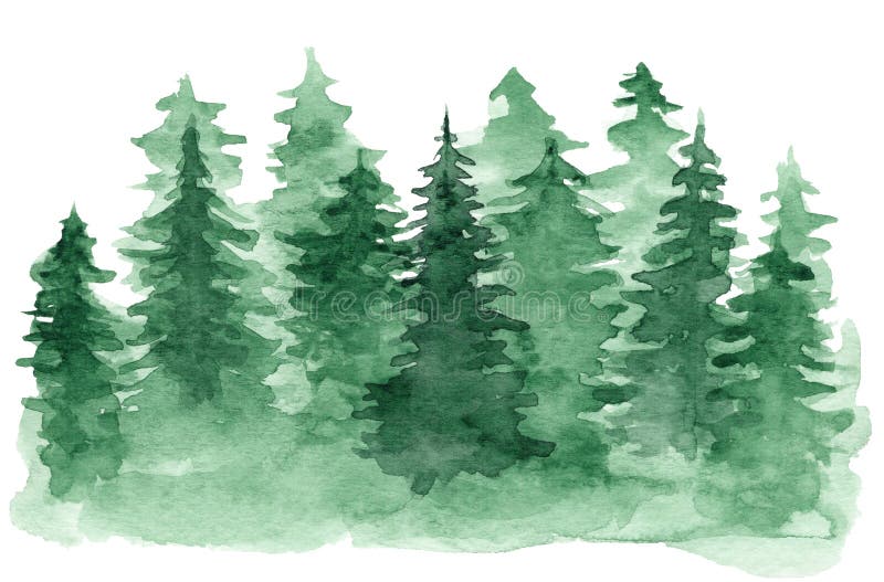 Предпосылка акварели с зеленым coniferous лесом бесплатная иллюстрация Предпосылка акварели с зеленым coniferous лесом бесплатная иллюстрация