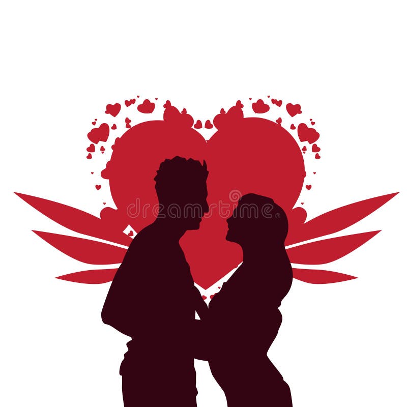 Предпосылка дня валентинки, пара силуэта держа руки над формой сердца бесплатная иллюстрация