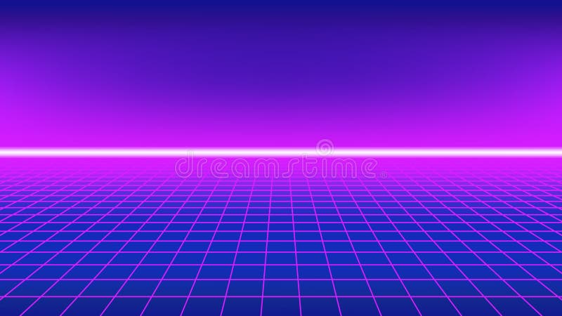 предпосылка стиля 80s Решетка перспективы с неоновой линией горизонта иллюстрация вектора предпосылка стиля 80s Решетка перспективы с неоновой линией горизонта иллюстрация вектора
