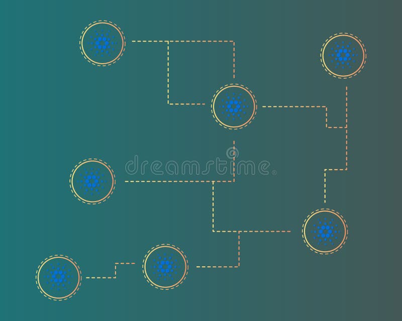 Предпосылка стиля технологии cardano Blockchain иллюстрация штока