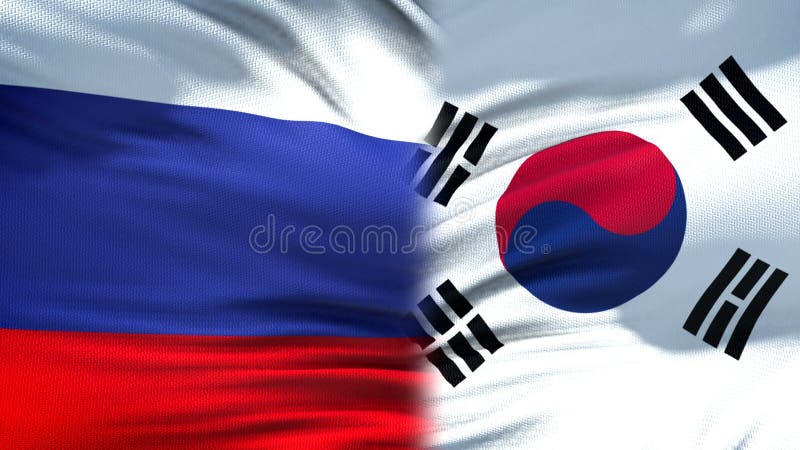 Предпосылка флагов России и Южной Кореи, дипломатический и экономические отношения стоковые изображения Предпосылка флагов России и Южной Кореи, дипломатический и экономические отношения стоковые изображения