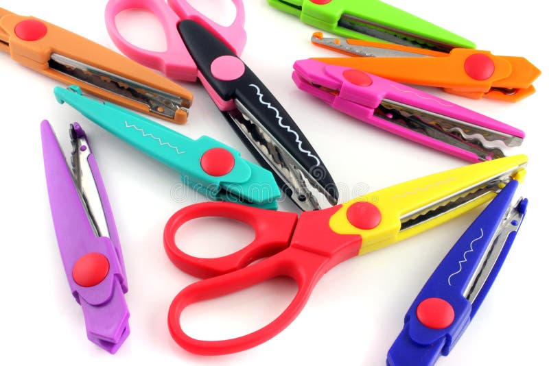 Brightly colors craft scissors on a white background. Brightly colors craft scissors on a white background.