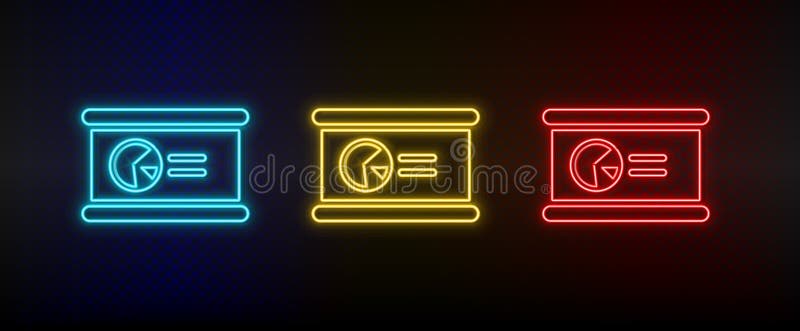 Презентация неонового icon set. Отель blue желтого неонового значок вектор красного иллюстрация штока