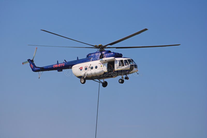 Bratislava, Slovakia - September 1, 2019: Presentation of Slovak special forces during Constitution Day. Helicopter. Bratislava, Slovakia - September 1, 2019: Presentation of Slovak special forces during Constitution Day. Helicopter