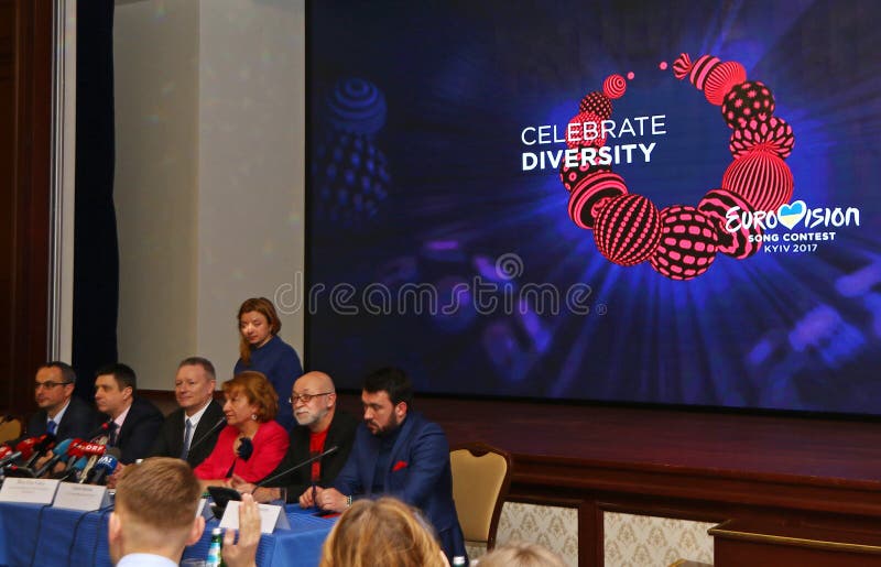 Пресс-конференция 2017 состязания песни Евровидения в Kyiv стоковое фото Пресс-конференция 2017 состязания песни Евровидения в Kyiv стоковое фото