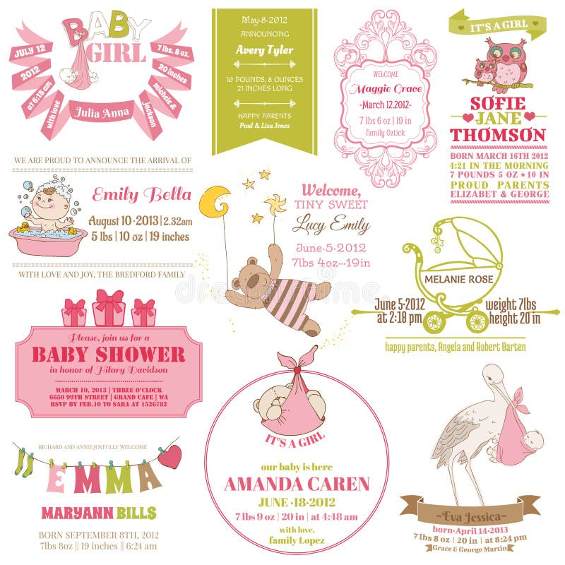 Baby Arrival and Shower Collection - for card design, scrapbook - in. Baby Arrival and Shower Collection - for card design, scrapbook - in
