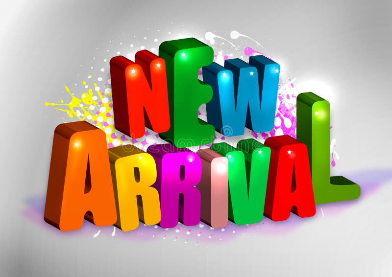A 3D illustration of the text "New arrival" with colorful letters. A 3D illustration of the text "New arrival" with colorful letters.